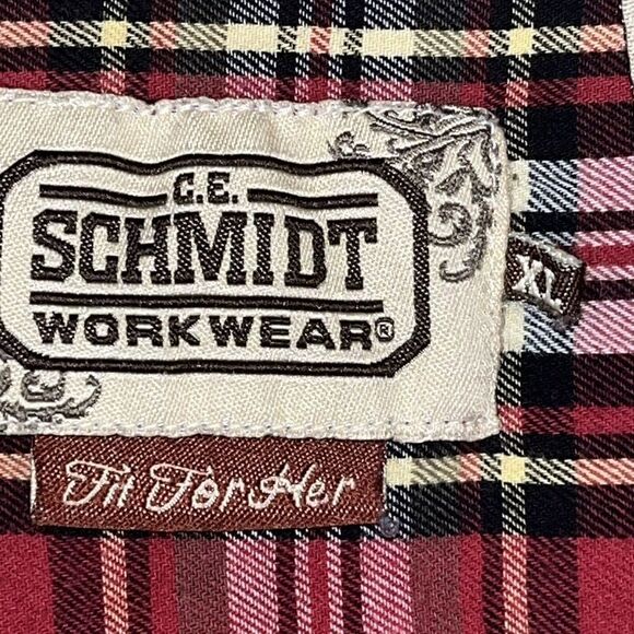 C E Schmidt Workwear‎ Shirt Womens Sz XL Cotton Plaid Button Up Red Long Sleeve - Picture 2 of 7